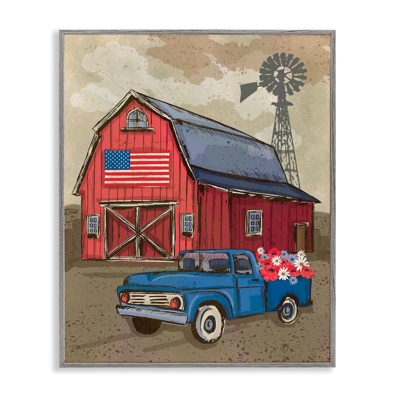 Stupell Industries Vintage Americana Barn Framed Giclee Art